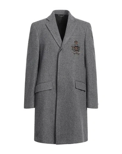 Dolce & Gabbana Man Coat Grey Size 42 Wool, Brass, Glass, Silk, Viscose In Gray