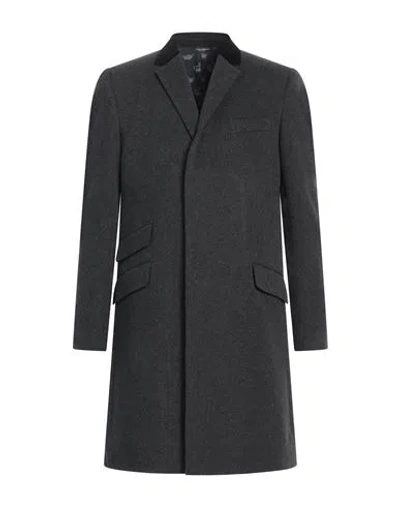 Dolce & Gabbana Man Coat Steel Grey Size 36 Virgin Wool, Cashmere, Cotton In Black