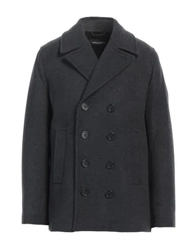 Dolce & Gabbana Man Coat Steel Grey Size 42 Virgin Wool, Polyamide, Cashmere In Blue