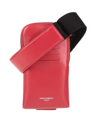 Dolce & Gabbana Man Cross-body Bag Red Size - Soft Leather, Textile Fibers
