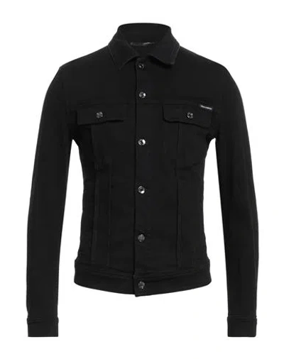 Dolce & Gabbana Man Denim Outerwear Black Size 44 Cotton, Elastane In Multi
