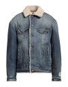Dolce & Gabbana Buttoned Denim Jacket With Faux Shearling Finish In Blue
