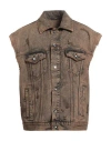 Dolce & Gabbana Sleeveless Denim Vest With Front Pockets In Brown