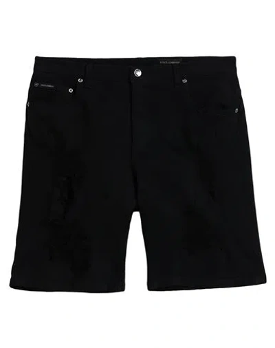 Dolce & Gabbana Man Denim Shorts Black Size 38 Cotton, Elastane