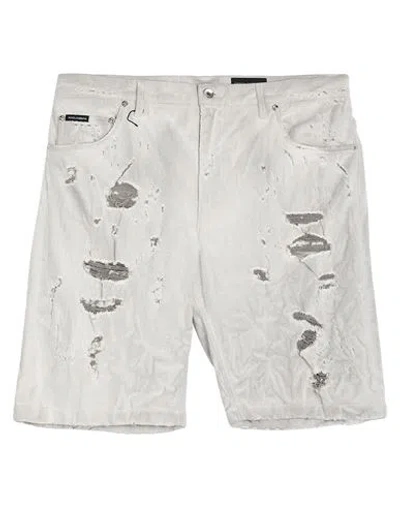 Dolce & Gabbana Man Denim Shorts Light Grey Size 38 Cotton, Elastane In Gray