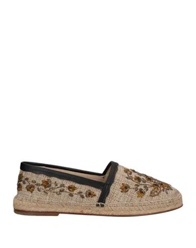 Dolce & Gabbana Man Espadrilles Beige Size 8 Polyester, Calfskin