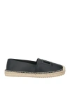 Dolce & Gabbana Logo-embossed Leather Espadrilles In Black