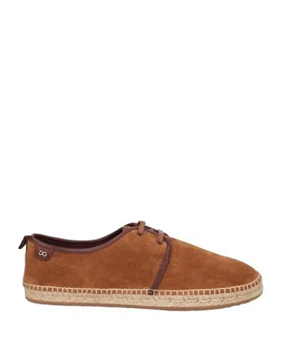 Dolce & Gabbana Man Espadrilles Camel Size 9 Calfskin, Viscose, Cotton In Beige