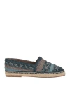 Dolce & Gabbana Blue Gray Woven Leather Buffalo Espadrille Shoes In Blue