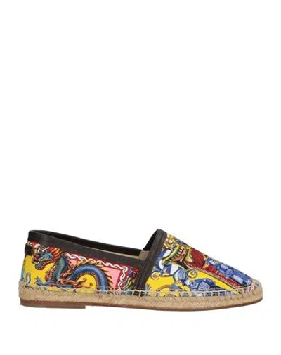 Dolce & Gabbana Man Espadrilles Yellow Size 9 Textile Fibers, Leather