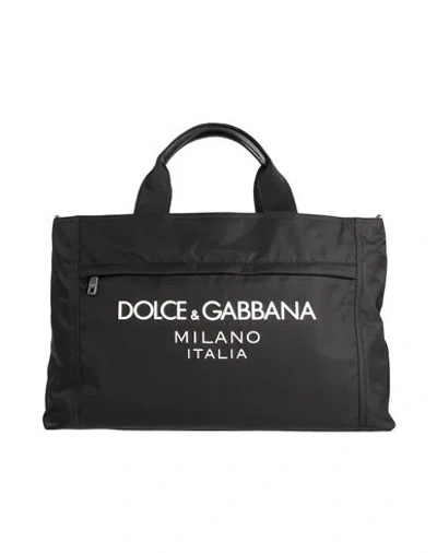 Dolce & Gabbana Black Gym Bag With Contrasting Logo Print In Polyamide Man