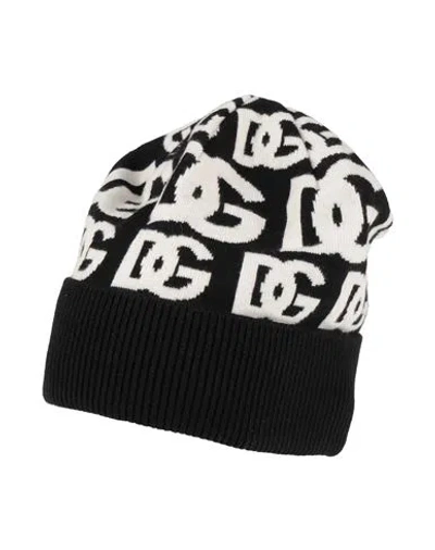 Dolce & Gabbana Man Hat Black Size Onesize Cashmere, Polyamide, Elastane