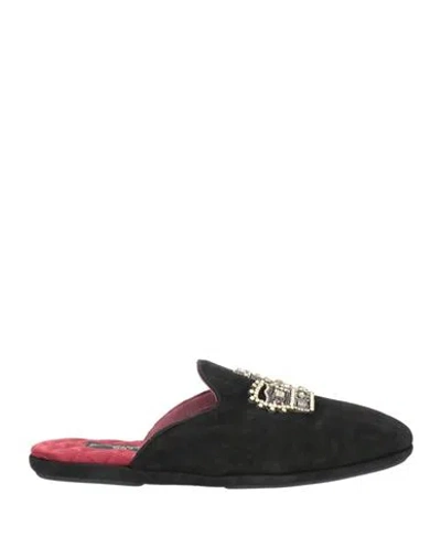 Dolce & Gabbana Man House Slipper Black Size 6 Goat Skin