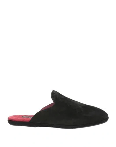 Dolce & Gabbana Man House Slipper Black Size 6 Goat Skin