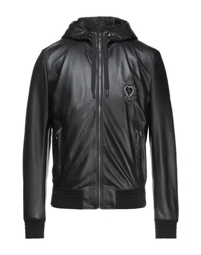 Dolce & Gabbana Man Jacket Black Size 38 Lambskin, Brass, Cotton, Silk, Viscose