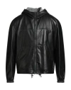 Dolce & Gabbana Leather Double-face Bomber Jacket With Drawstring In Black