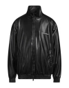 Dolce & Gabbana Faux Leather Bomber Jacket In Black