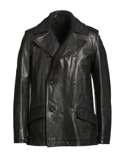 Dolce & Gabbana Man Jacket Black Size 42 Bull Skin, Cotton, Elastane