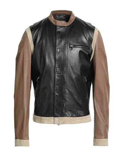 Dolce & Gabbana Man Jacket Black Size 50 Lambskin, Cotton, Polyamide, Elastane