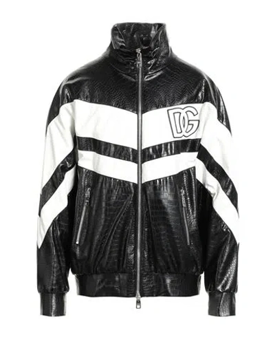 Dolce & Gabbana Man Jacket Black Size S Viscose, Polyester In Multi