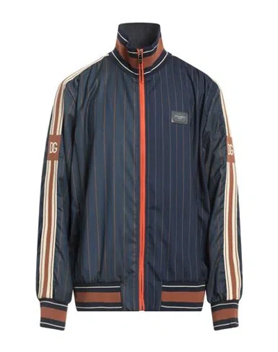 Dolce & Gabbana Man Jacket Blue Size 42 Virgin Wool, Polyester, Zamak, Calfskin, Synthetic Fibers