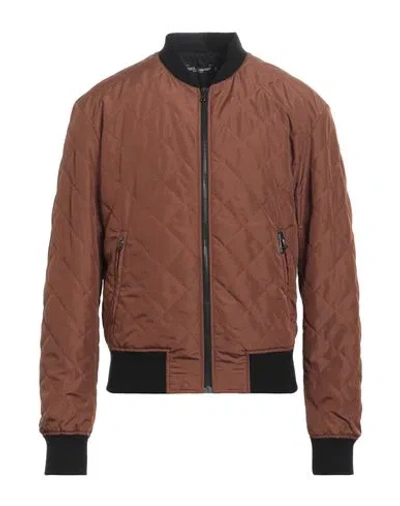 Dolce & Gabbana Man Jacket Brown Size 34 Polyester, Cotton, Elastane