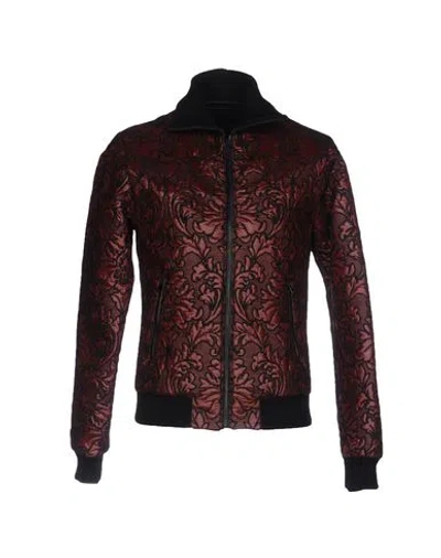 Dolce & Gabbana Man Jacket Burgundy Size 38 Polyamide, Ovine Leather, Lambskin In Red