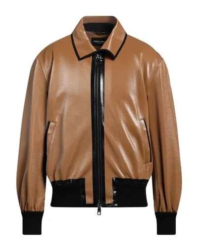 DOLCE & GABBANA DOLCE & GABBANA MAN JACKET CAMEL SIZE 38 COTTON, POLYESTER, ELASTANE