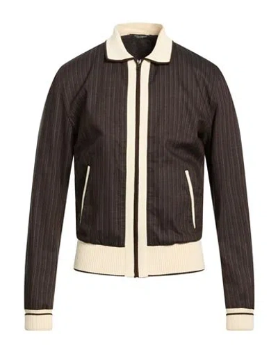 Dolce & Gabbana Man Jacket Charcoal Size 40 Cotton, Ramie, Polyamide, Elastane In Gray