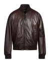 Dolce & Gabbana Lambskin Zip-up Bomber Jacket In Brown