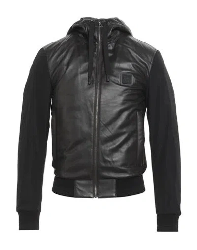 Dolce & Gabbana Man Jacket Dark Brown Size 34 Polyester, Lambskin, Polyamide, Elastane, Wool In Black