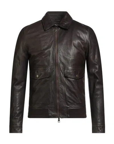 Dolce & Gabbana Man Jacket Dark Brown Size 40 Bull Skin
