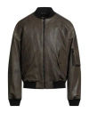 Dolce & Gabbana Man Jacket Military Green Size 40 Sheepskin In Brown