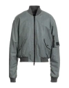 Dolce & Gabbana Grey Solid Mock Collar Jacket In Green