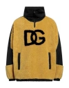 Dolce & Gabbana Faux-shearling Logo Pullover Sweatshirt In Yellow