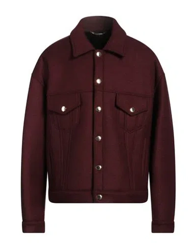 Dolce & Gabbana Man Jacket Plum Size Xl Viscose, Wool, Polyester, Elastane In Burgundy