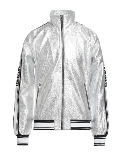 Dolce & Gabbana Man Jacket Silver Size 42 Cotton, Polyester, Silk, Elastane In White