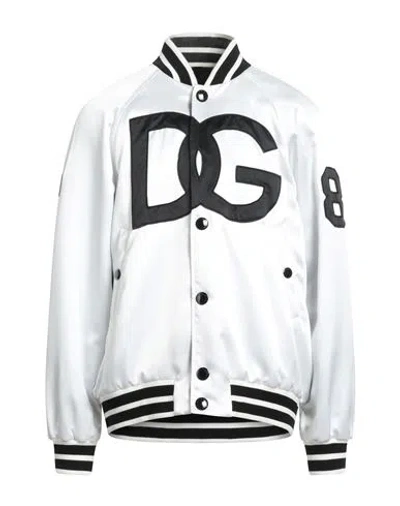 Dolce & Gabbana Man Jacket White Size 46 Polyester, Silicone, Viscose, Cotton, Elastane