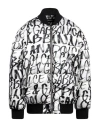 Dolce & Gabbana White Black Graffiti Logo Puffer Bomber Jacket In White
