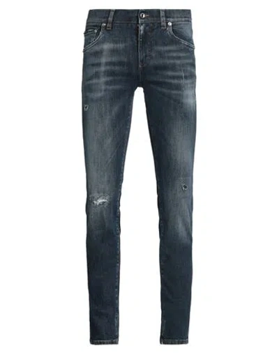 Dolce & Gabbana Man Jeans Blue Size 44 Cotton, Polyethylene, Elastane, Zamak, Calfskin
