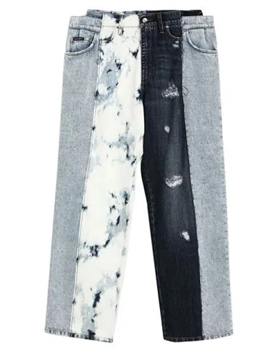 Dolce & Gabbana Multicolor Patchwork Cotton Straight Men Denim Jeans In Blue