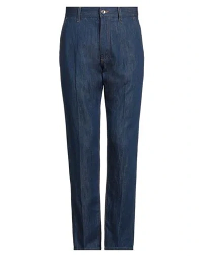 Dolce & Gabbana Man Jeans Blue Size 36 Cotton, Linen, Zamak, Calfskin