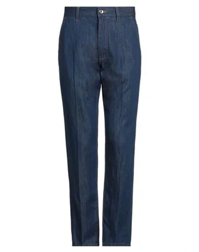 Dolce & Gabbana Man Jeans Blue Size 30 Cotton, Linen, Zamak, Calfskin