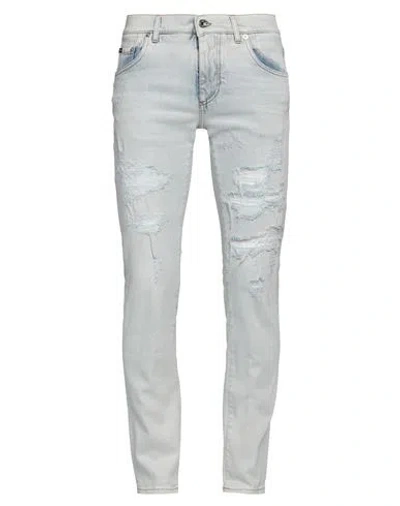 Dolce & Gabbana Light Blue Cotton Blend Tattered Skinny Denim Jeans