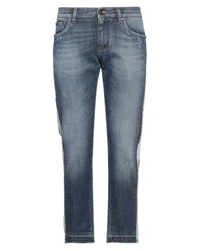 Dolce & Gabbana Man Jeans Blue Size 38 Cotton, Elastane, Calfskin, Brass