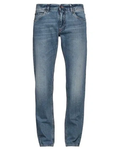 Dolce & Gabbana Man Jeans Blue Size 40 Cotton, Cow Leather, Zamak