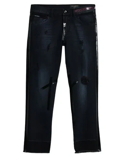 Dolce & Gabbana Man Jeans Blue Size 40 Cotton, Elastane, Calfskin, Zamak