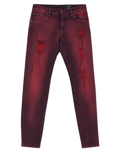 Dolce & Gabbana Man Jeans Burgundy Size 30 Cotton In Red