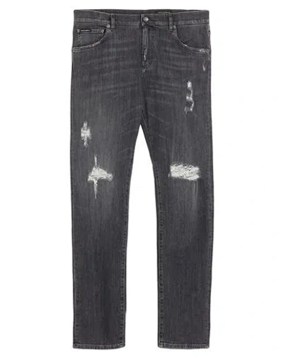 Dolce & Gabbana Man Jeans Charcoal Size 42 Cotton, Elastane In Black