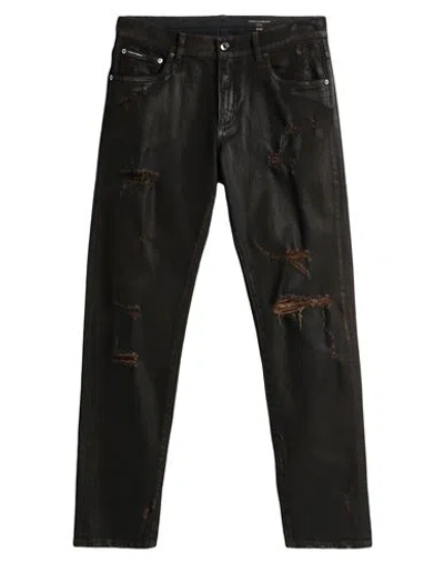 Dolce & Gabbana Man Jeans Dark Brown Size 32 Cotton, Elastane In Black